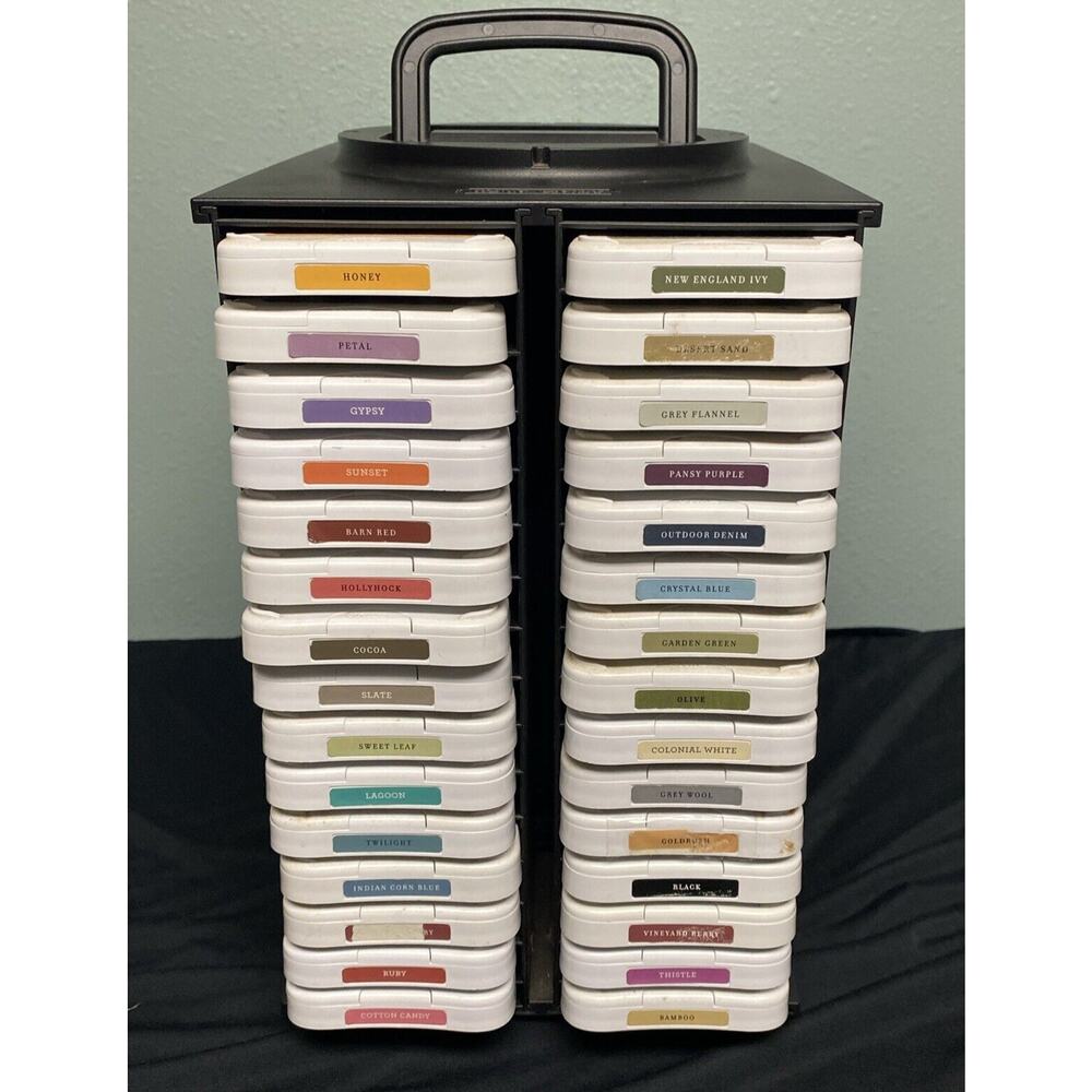 Lot of 34 CTMH Exclusive Inks Stamp Pads Close To My Heart w/ storage organizer!